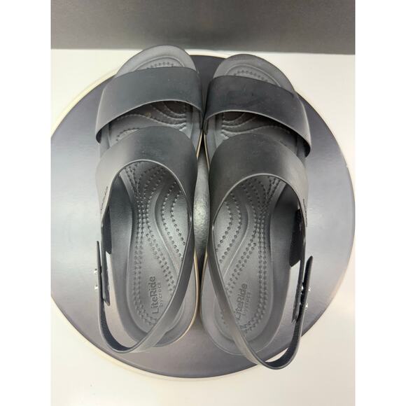CROCS Literide Brooklyn Low Wedge Platform Sandals Womens Size 9 Black Shoes - Picture 8 of 11